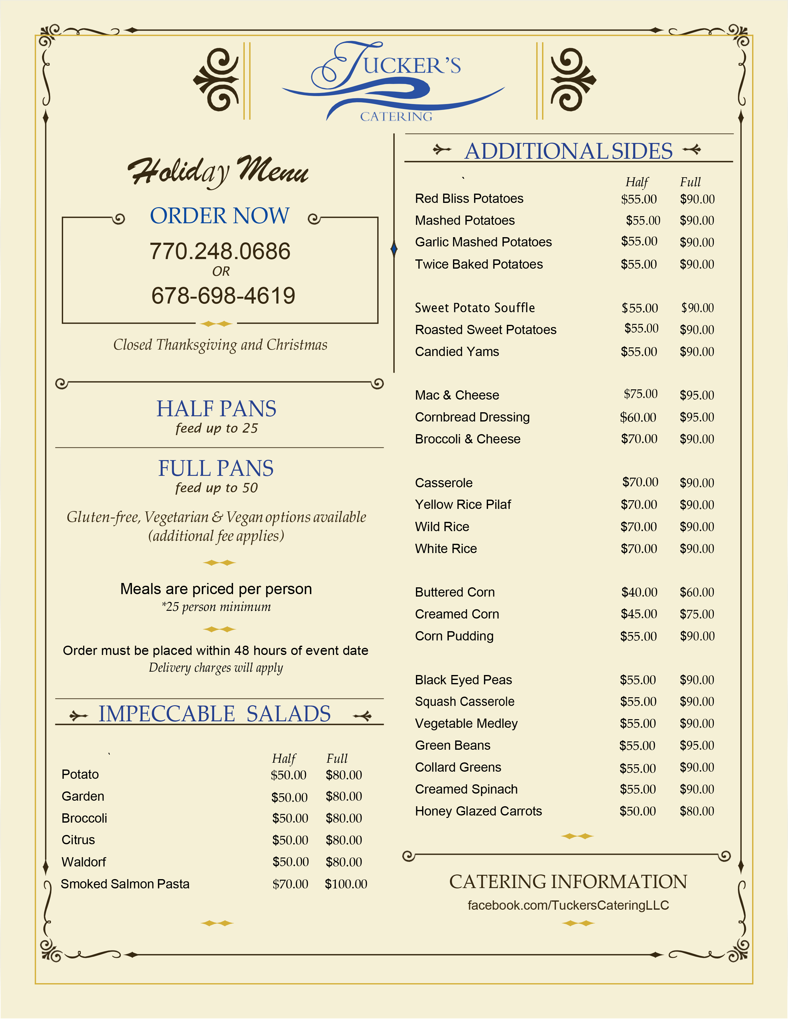 Tucker Catering Menu Holidays 2020 page 2